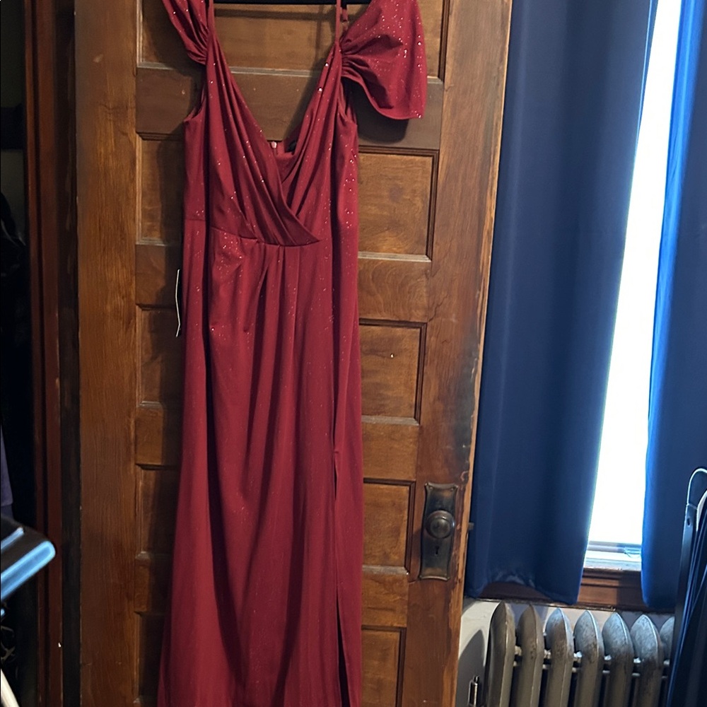 Ever Pretty Sparkling Burgundy Maxi Dress